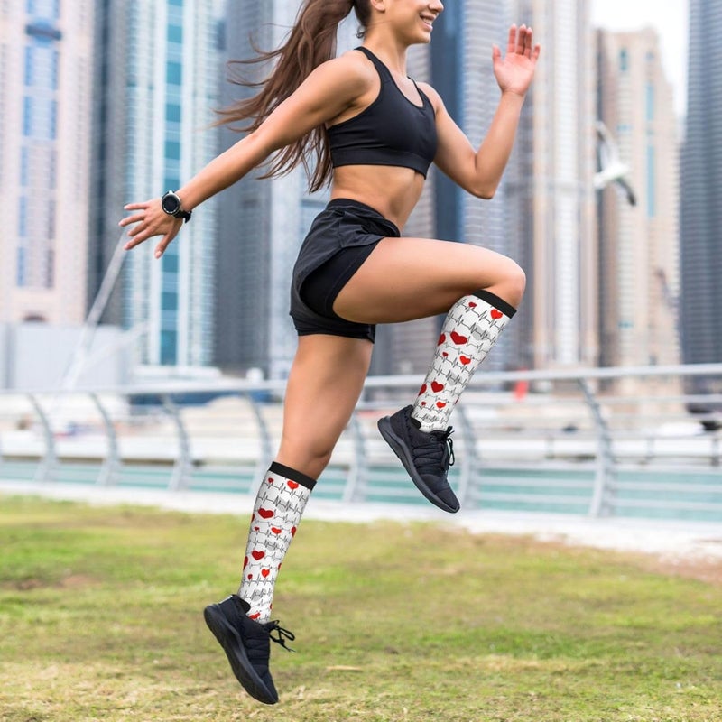 Figtihw Tie Dye Compression Socks Knee High Support Socks For Women Men Running Athletic Hiking - Image 5